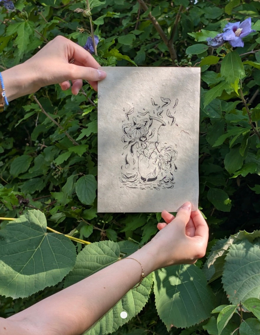 "Kowareta" sur papier Lokta à encadrer A5 - Lucane Studio