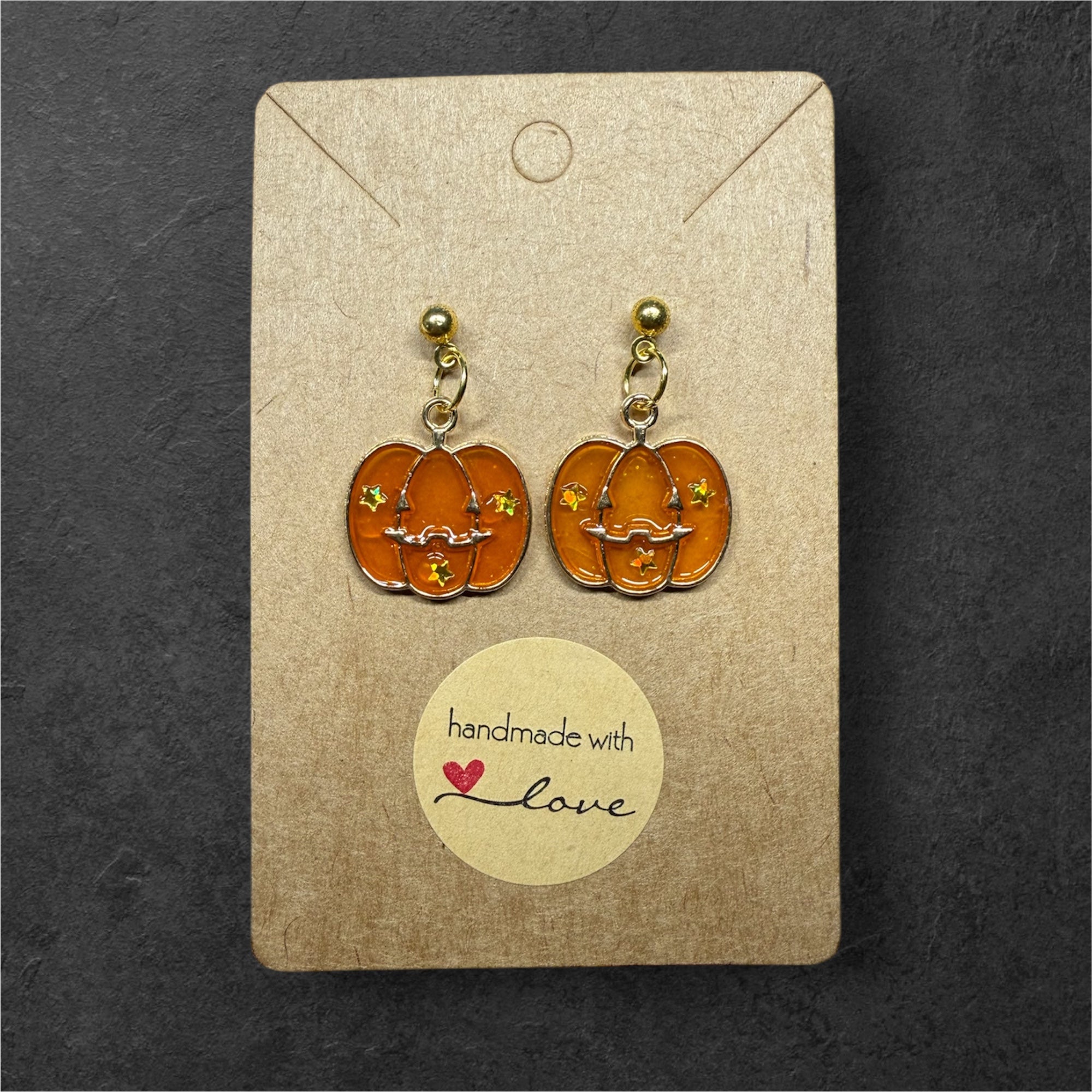 Boucles d’oreilles “Citrouilles enchantées orange ” / pièce unique