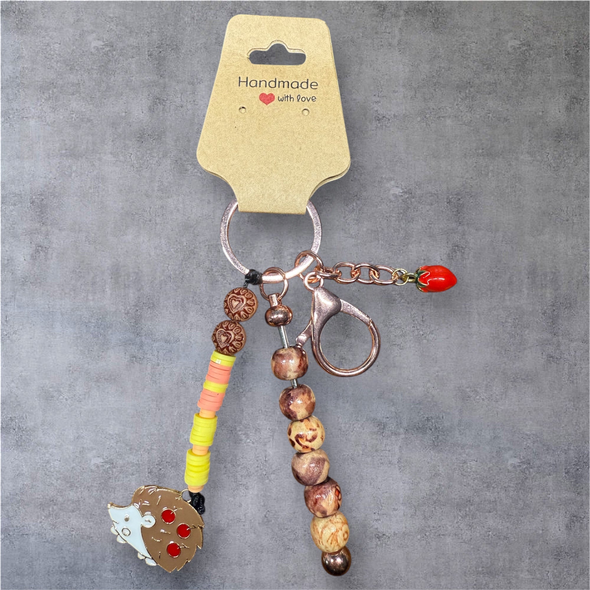 Porte-clés Hérisson & Perles Fantaisie / pièce unique