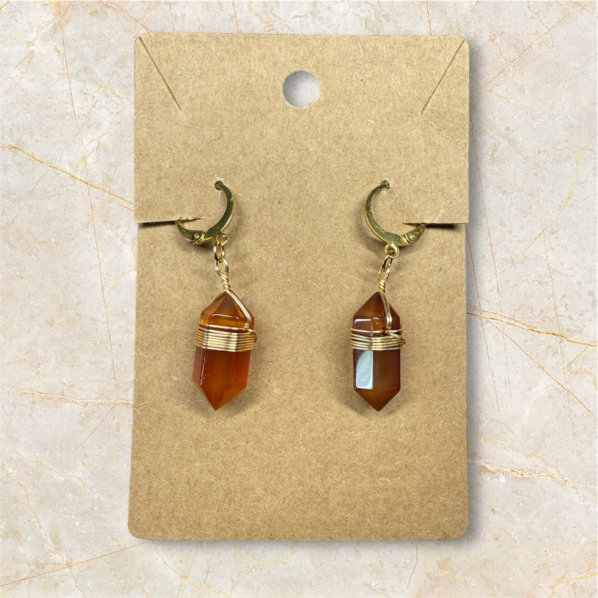 Boucles d’oreilles en cornaline naturelle