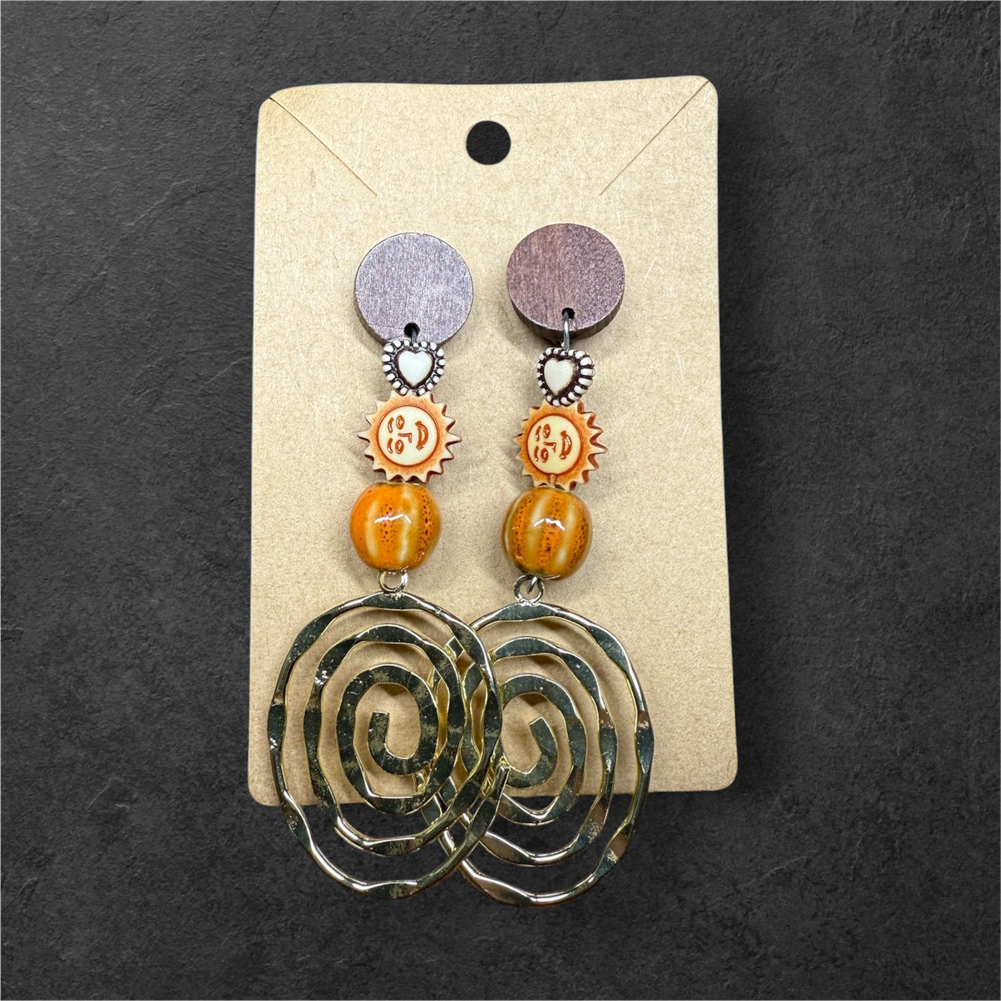 Boucles d’oreilles soleil – pièce unique