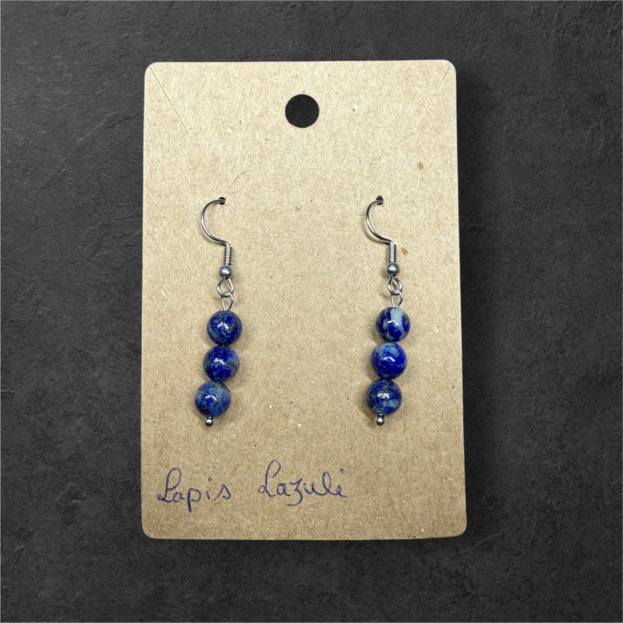 Boucles d’oreilles en Lapis Lazuli & Acier inoxydable