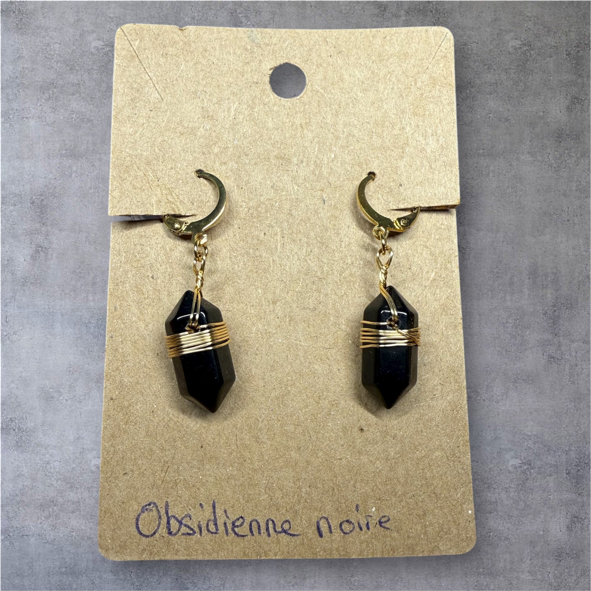 Boucles d’oreilles en obsidienne noire