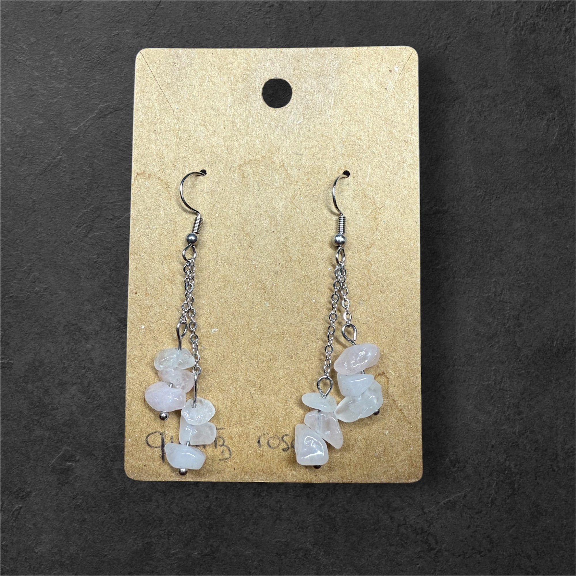 Boucles d’oreilles pendantes en quartz rose