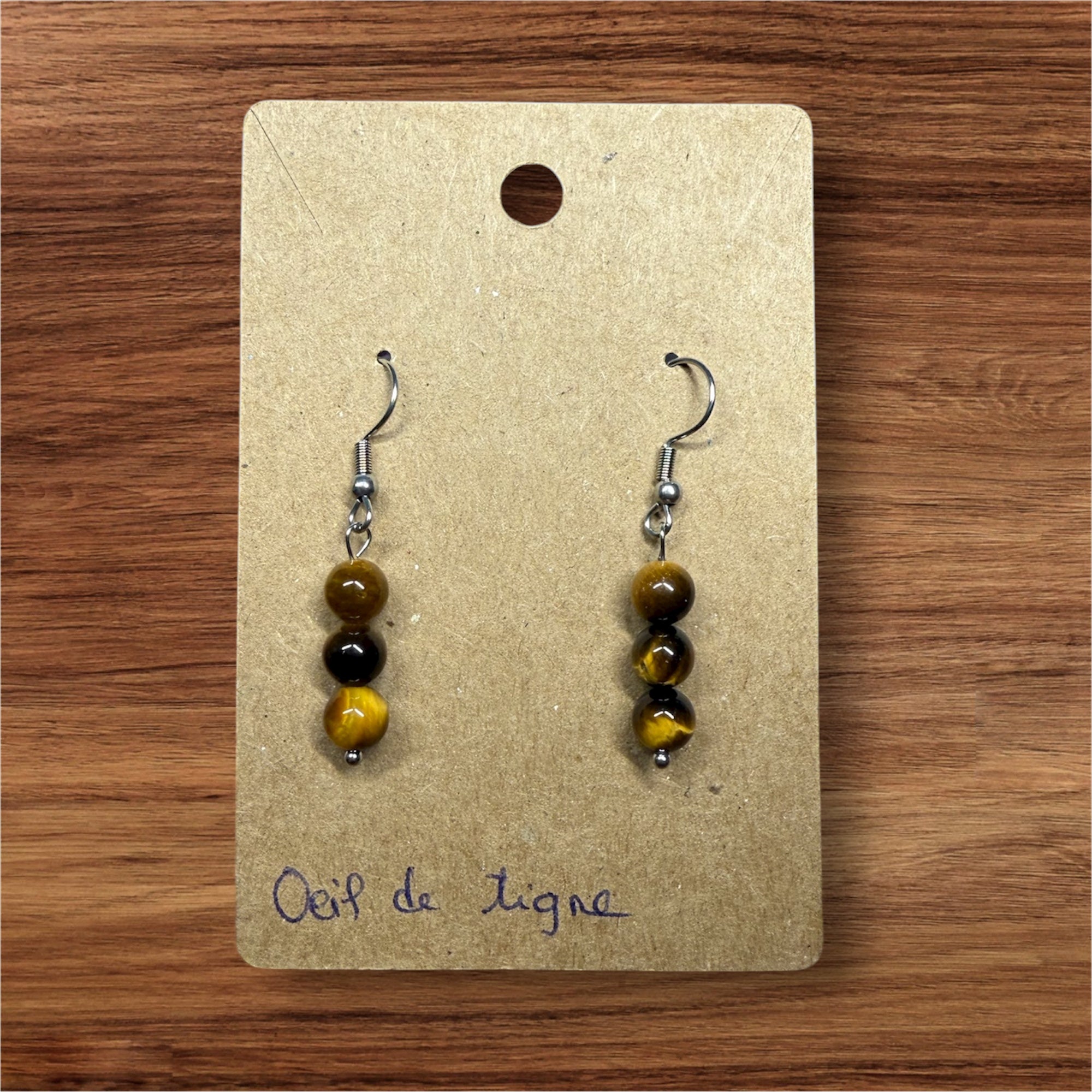 Boucles d’oreilles pendantes en œil de tigre