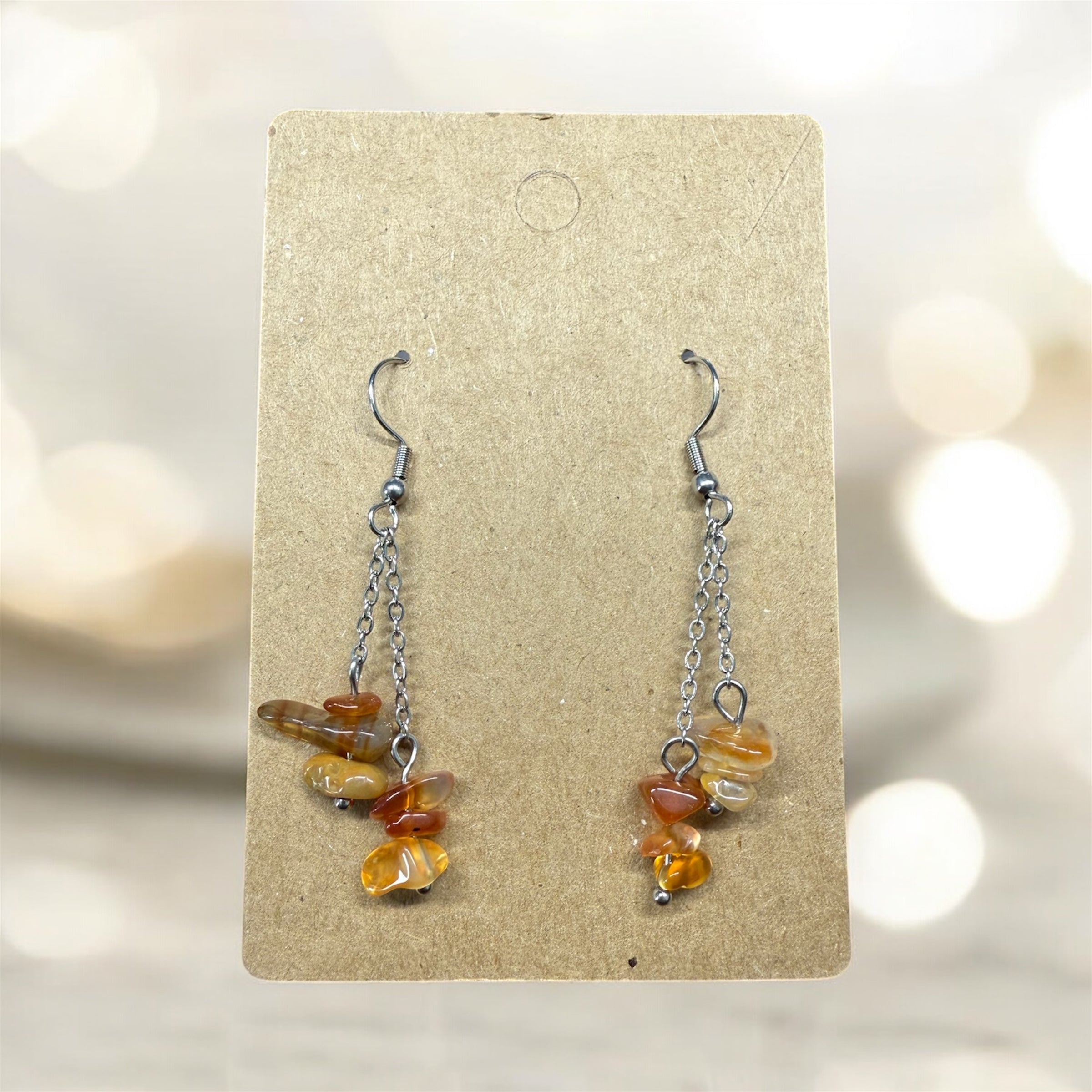 Boucles d’oreilles pendantes en cornaline