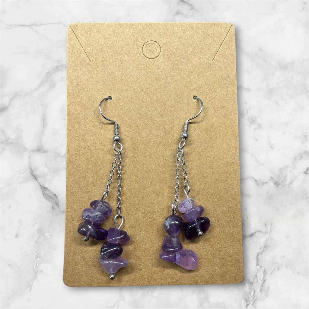 Boucles d’oreilles pendantes en améthyste