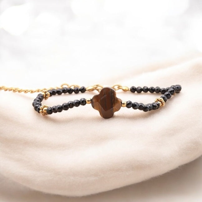 Bracelet en onyx et œil de tigre