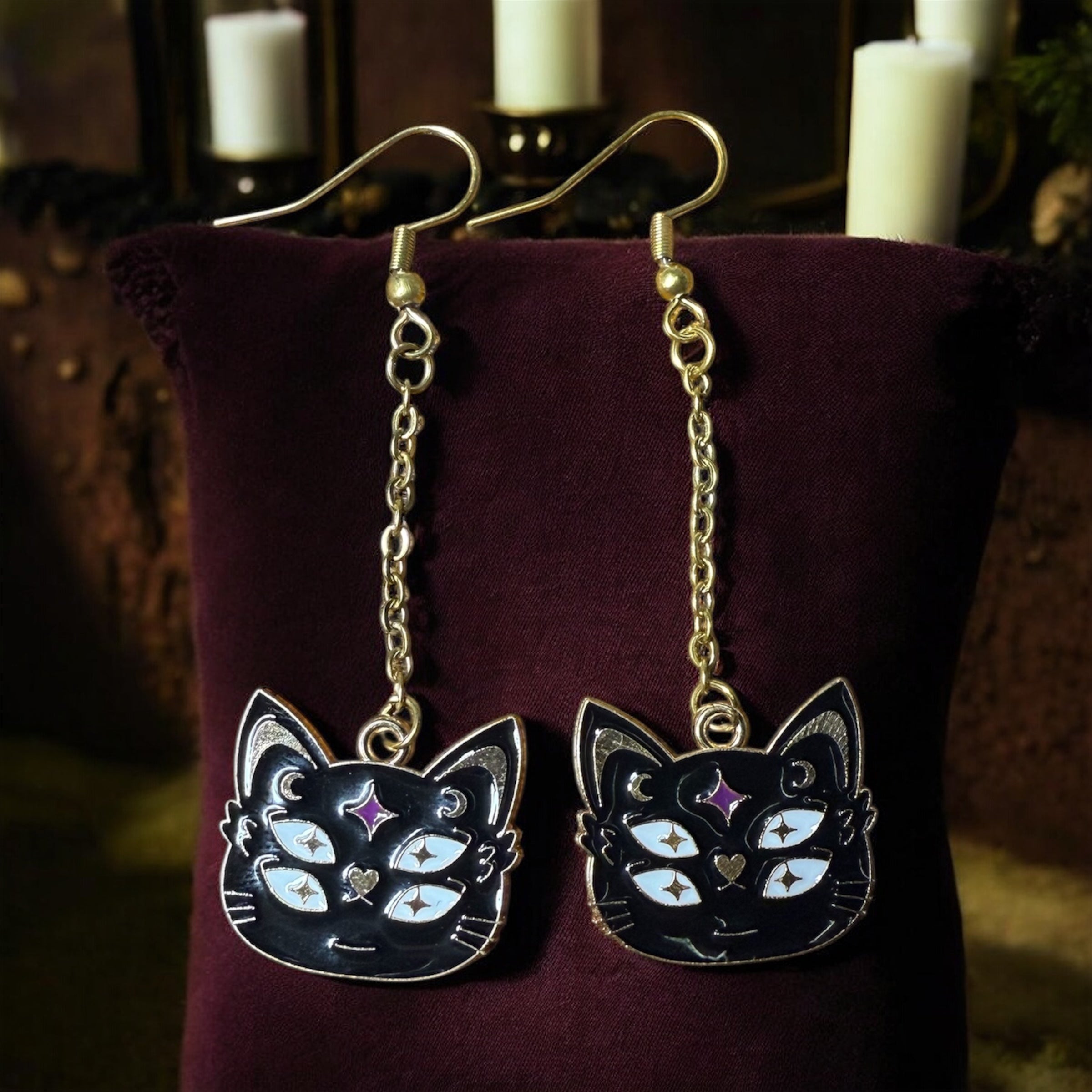 Boucles d’oreilles chat mystique