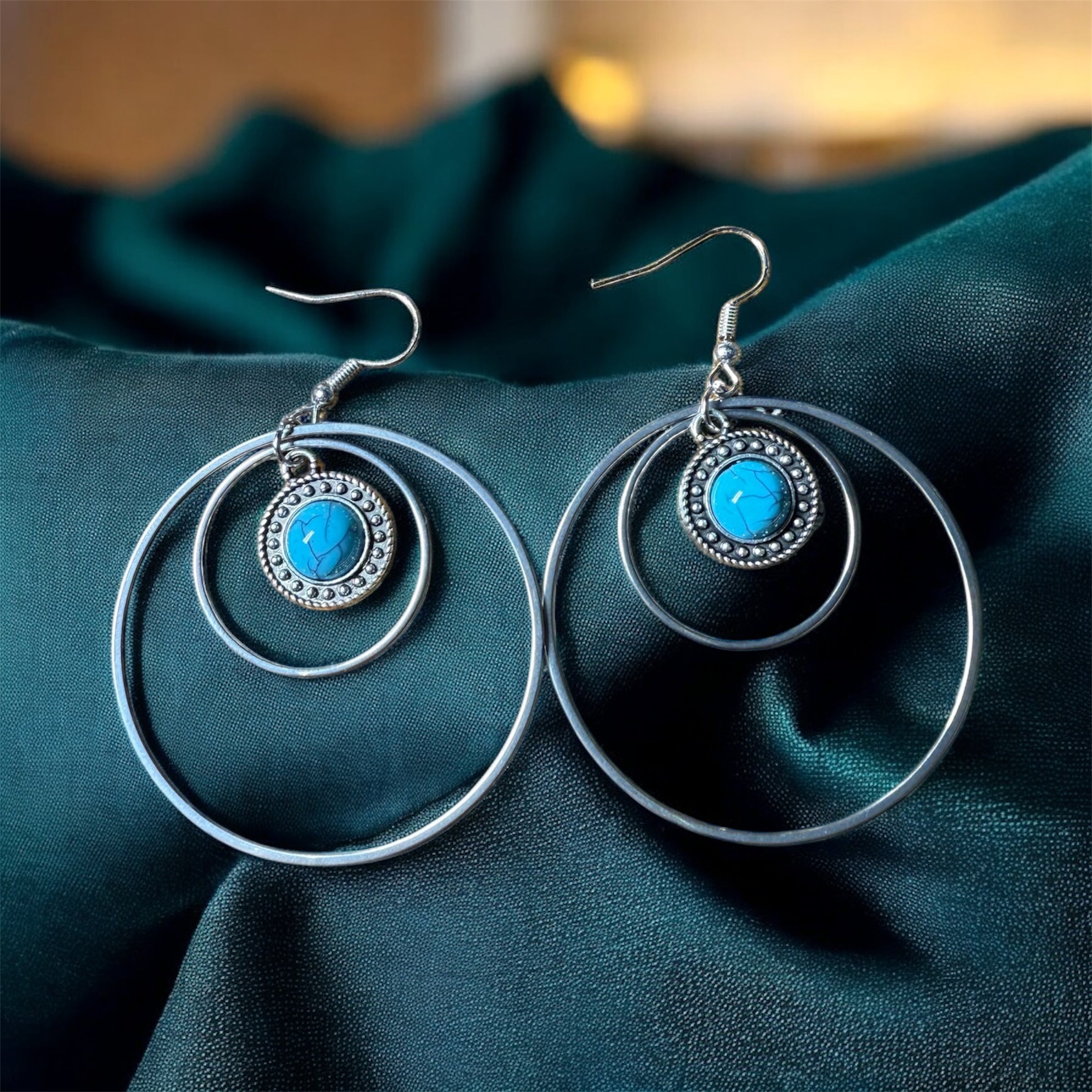 Boucles d’oreilles turquoises / pièce unique